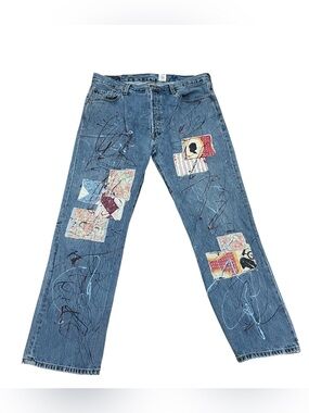 Res Ipsa Reworked Button Fly Levi’s Jeans Patchwork Wearable Art 38